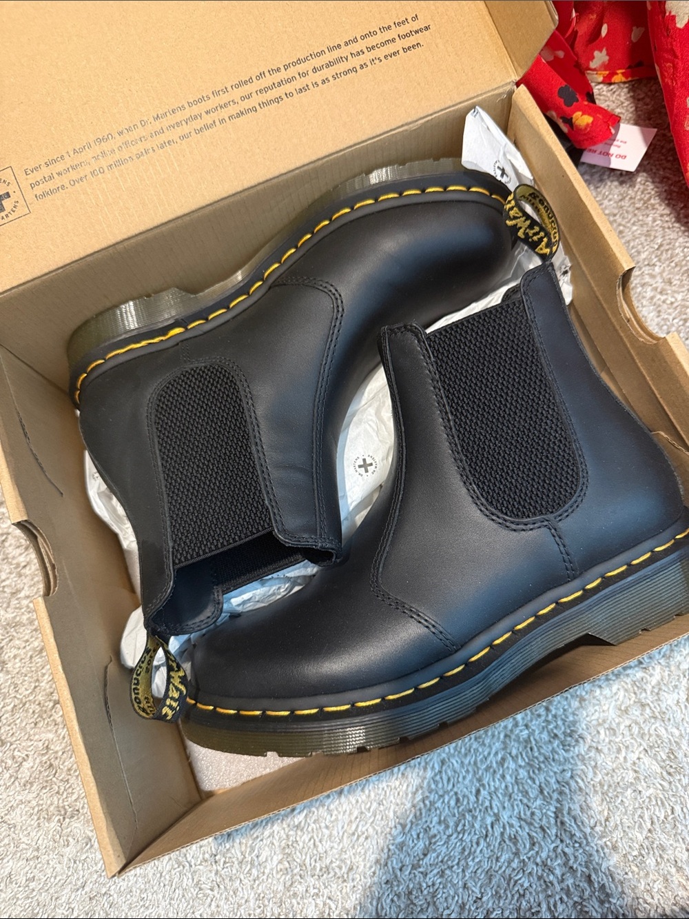 Dr. Martens Black Chelsea Boots with Yellow Stitching